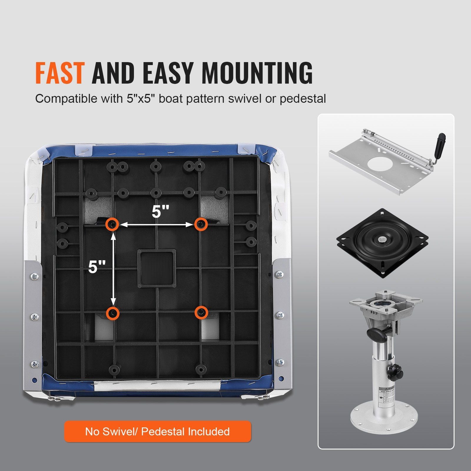 VEVOR Boat Seats, 21.85" High Back Boat Seat, Folding Boat Chair with Thickened Sponge Padding and Hinge, Fold-Down Boat Captain Chairs for Fishing Boat, Sightseeing Boat, Speedboat, Canoe, 2-Pack - JM Variety Store